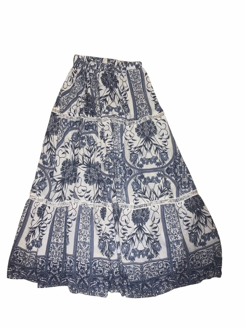 JAASE Floral Print Pull on Blue and White Maxi Skirt(Size Small) - Picture 4 of 6